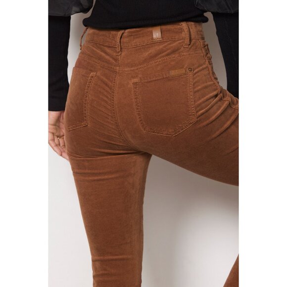 New 7 For All Mankind High Waist Slim Kick Bootcut Flare Crop Velvet Suede Pants - Picture 13 of 14